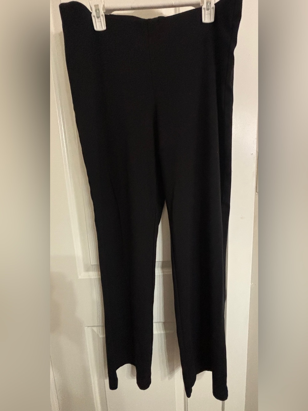 Eileen Fisher Black Straight Leg Pull On Ponte Pants Size Large Mostly Viscose
